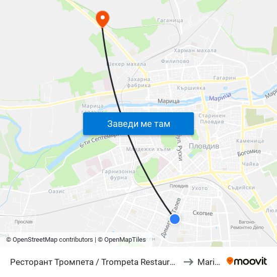 Ресторант Тромпета / Trompeta Restaurant (326) to Maritsa map