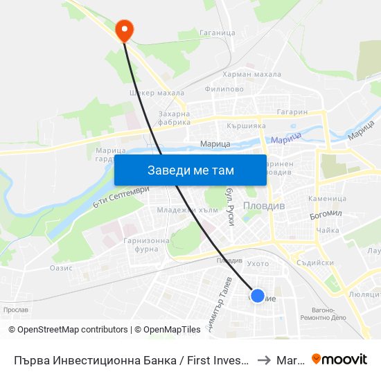 Първа Инвестиционна Банка / First Investment Bank (291) to Maritsa map