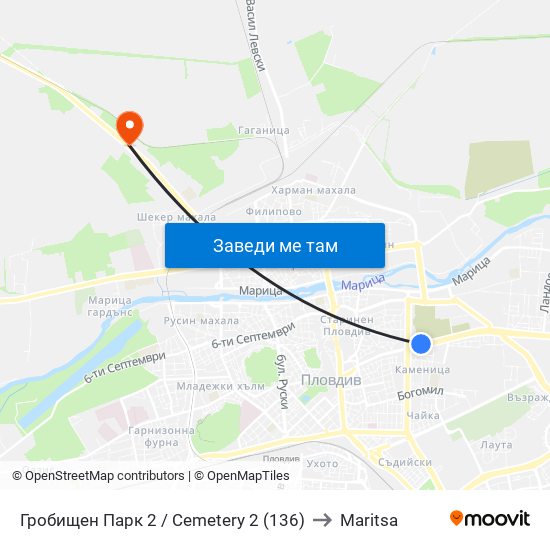 Гробищен Парк 2 / Cemetery 2 (136) to Maritsa map