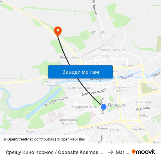 Срещу Кино Космос / Opposite Kosmos Cinema (247) to Maritsa map