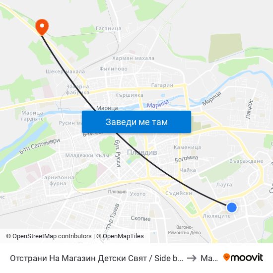 Отстрани На Магазин Детски Свят / Side by Detski Svyat Store (255) to Maritsa map