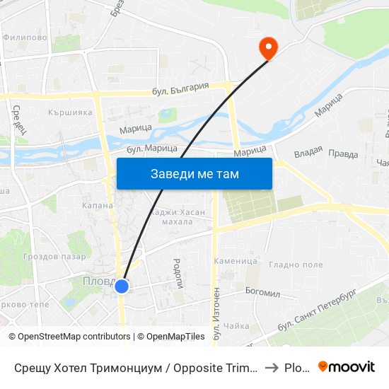 Срещу Хотел Тримонциум / Opposite Trimonthium Hotel (45) to Plovdiv map