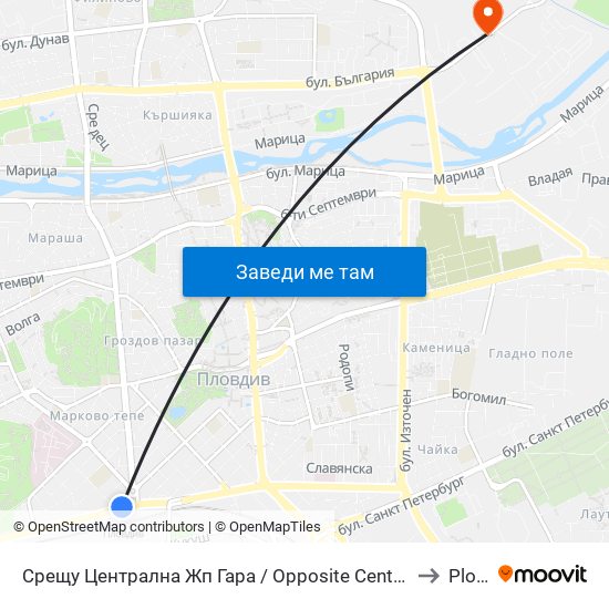 Срещу Централна Жп Гара / Opposite Central Railway Station (188) to Plovdiv map