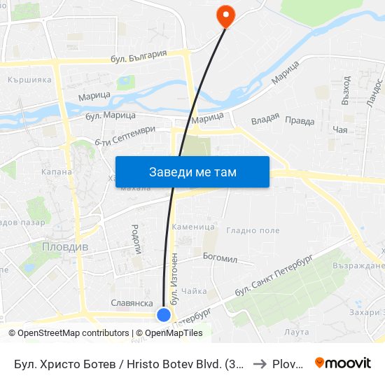Бул. Христо Ботев / Hristo Botev Blvd. (334) to Plovdiv map