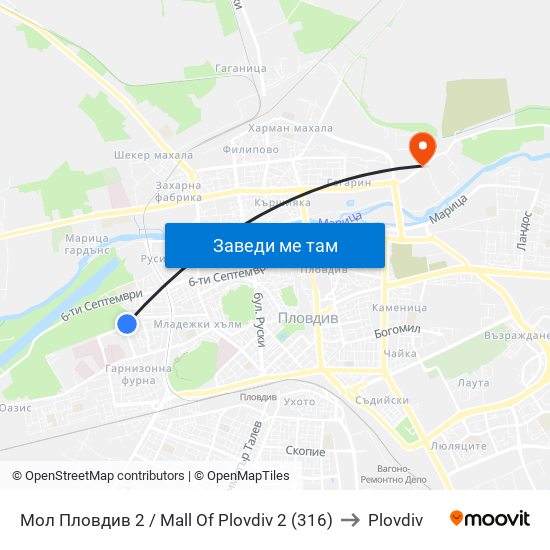 Мол Пловдив 2 / Mall Of Plovdiv 2 (316) to Plovdiv map
