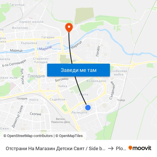 Отстрани На Магазин Детски Свят / Side by Detski Svyat Store (255) to Plovdiv map