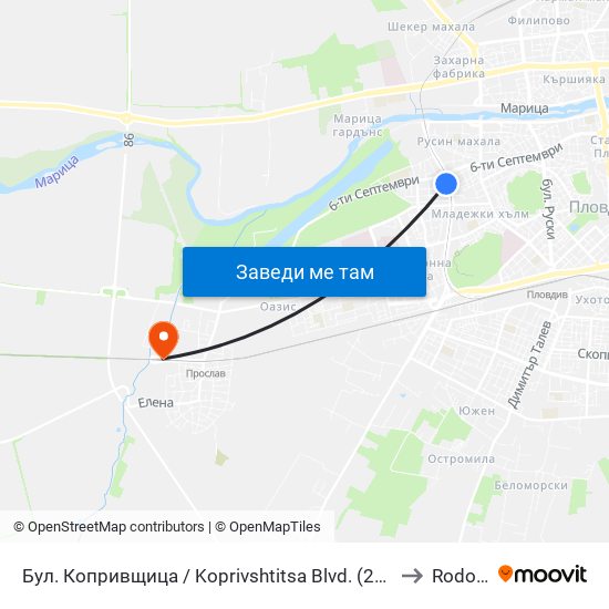 Бул. Копривщица / Koprivshtitsa Blvd. (241) to Rodopi map