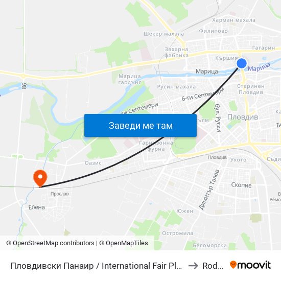 Пловдивски Панаир / International Fair Plovdiv (49) to Rodopi map