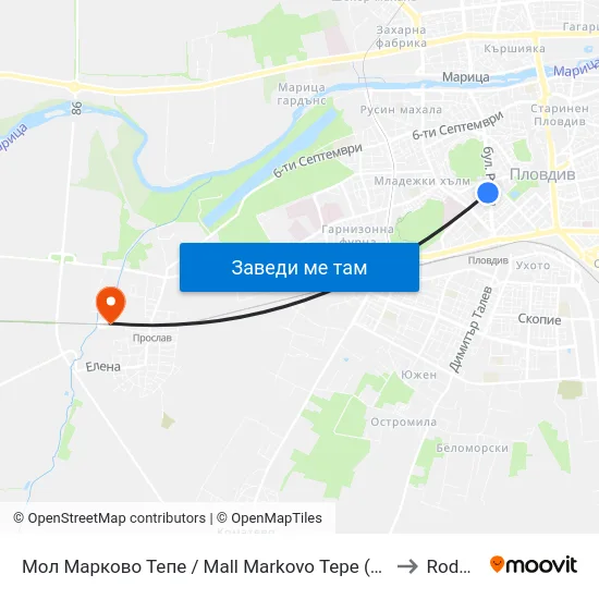 Мол Марково Тепе / Mall Markovo Tepe (168) to Rodopi map