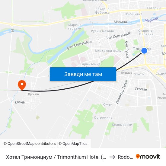 Хотел Тримонциум / Trimonthium Hotel (12) to Rodopi map