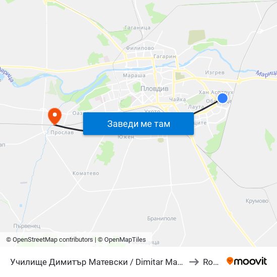 Училище Димитър Матевски / Dimitar Matevski School (112) to Rodopi map