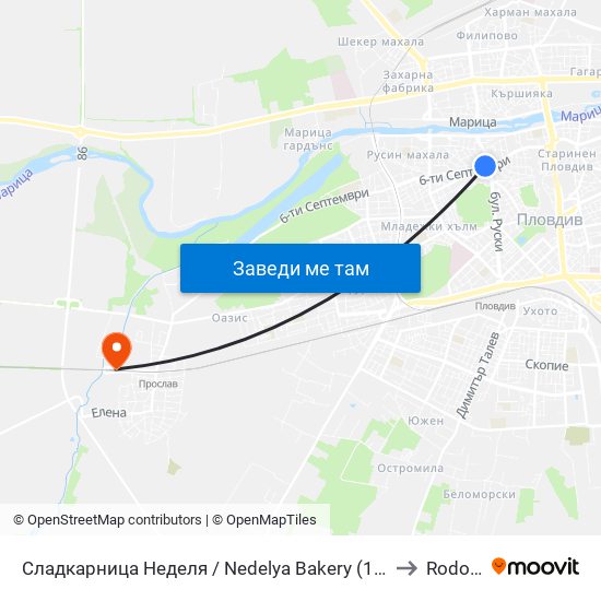 Сладкарница Неделя / Nedelya Bakery (142) to Rodopi map