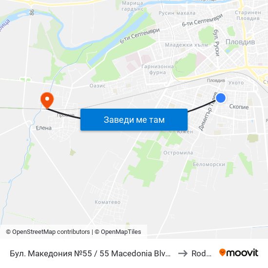 Бул. Македония №55 / 55 Macedonia Blvd. (41) to Rodopi map