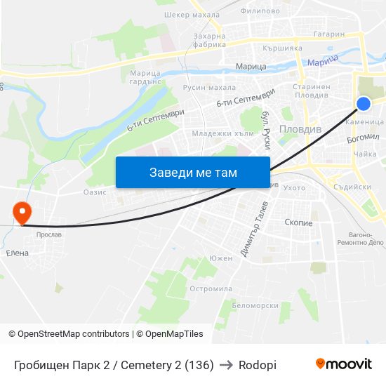 Гробищен Парк 2 / Cemetery 2 (136) to Rodopi map