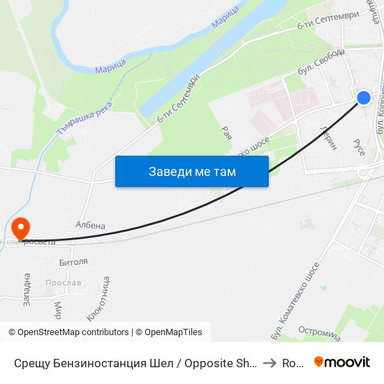 Срещу Бензиностанция Шел / Opposite Shell Gas Station (244) to Rodopi map