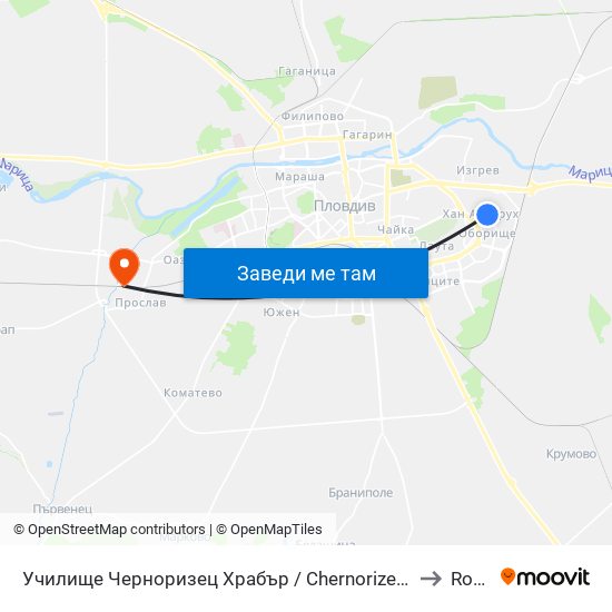 Училище Черноризец Храбър / Chernorizets Hrabar School (333) to Rodopi map