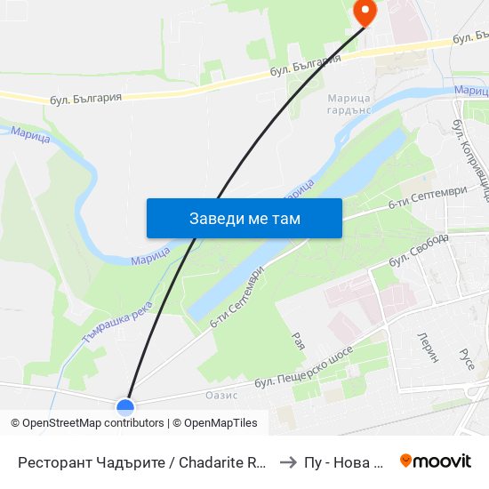 Ресторант Чадърите / Chadarite Resraurant (177) to Пу - Нова Сграда map