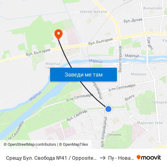 Срещу Бул. Свобода №41 / Opposite 41 Svoboda Blvd. (266) to Пу - Нова Сграда map