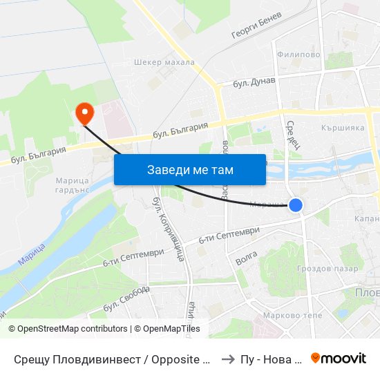 Срещу Пловдивинвест / Opposite Plovdivinvest (274) to Пу - Нова Сграда map