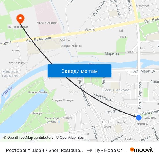Ресторант Шери / Sheri Restaurant (312) to Пу - Нова Сграда map