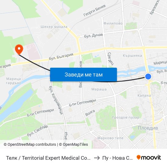 Телк / Territorial Expert Medical Commision (9) to Пу - Нова Сграда map