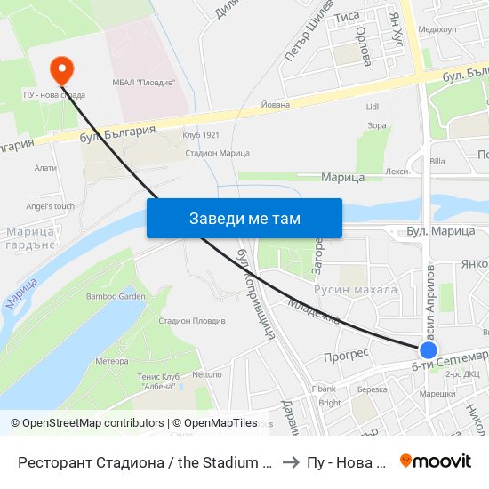 Ресторант Стадиона / the Stadium Restaurant (383) to Пу - Нова Сграда map