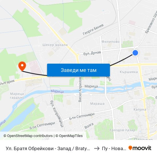 Ул. Братя Обрейкови - Запад / Bratya Obreykovi St. - West (7) to Пу - Нова Сграда map