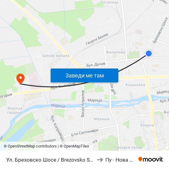 Ул. Брезовско Шосе / Brezovsko Shosse St. (224) to Пу - Нова Сграда map