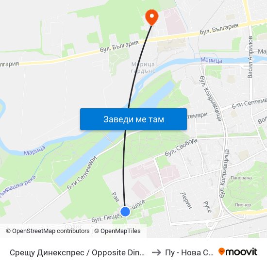 Срещу Динекспрес / Opposite Dinexpress (150) to Пу - Нова Сграда map