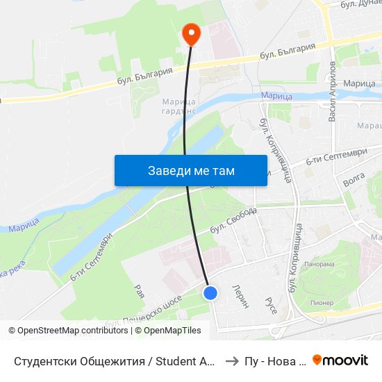 Студентски Общежития / Student Accommodation (389) to Пу - Нова Сграда map