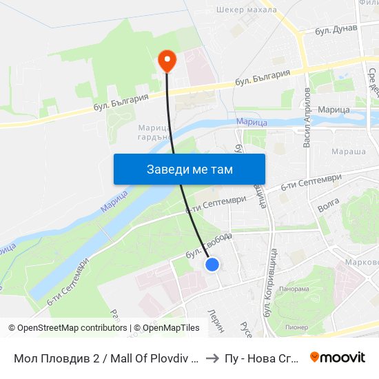 Мол Пловдив 2 / Mall Of Plovdiv 2 (243) to Пу - Нова Сграда map