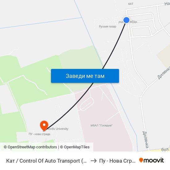 Кат / Control Of Auto Transport (1034) to Пу - Нова Сграда map