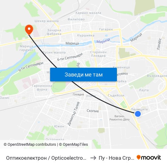 Оптикоелектрон / Opticoelectron (421) to Пу - Нова Сграда map