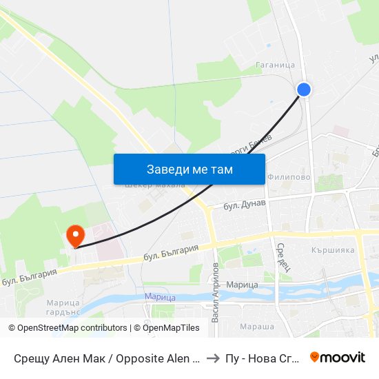 Срещу Ален Мак / Opposite Alen Mak (4) to Пу - Нова Сграда map