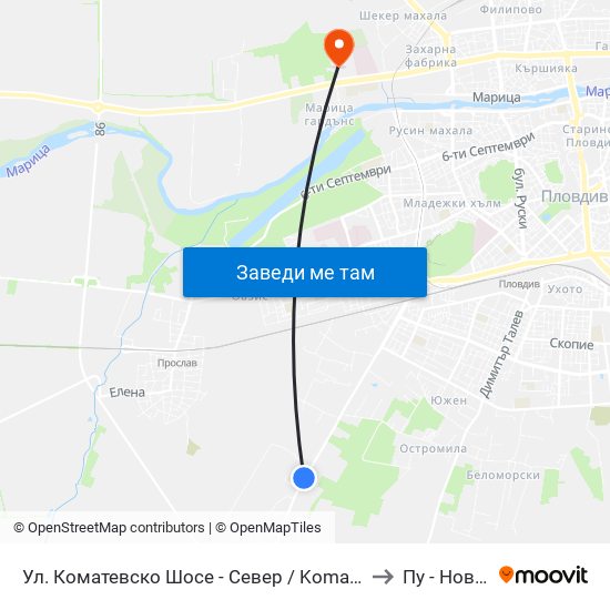 Ул. Коматевско Шосе - Север / Komatevsko Shosse St. - North (27) to Пу - Нова Сграда map