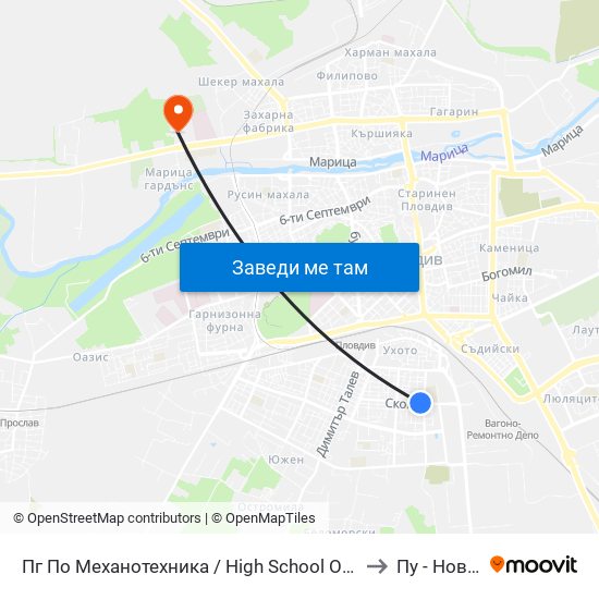 Пг По Механотехника / High School Of Mechanical Engineering (290) to Пу - Нова Сграда map