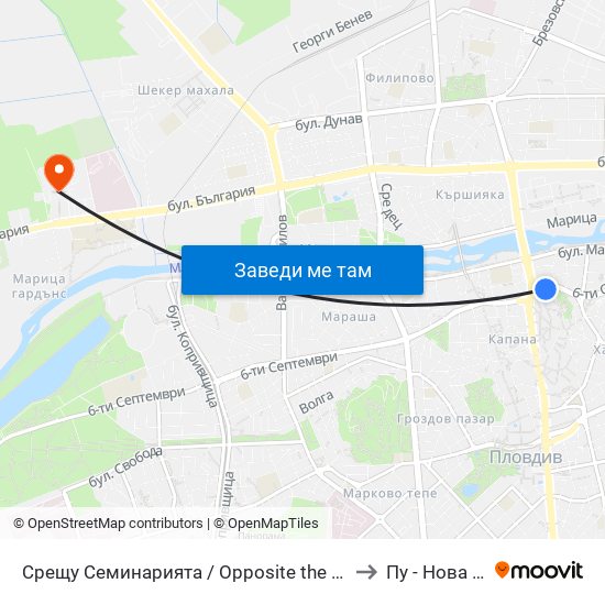 Срещу Семинарията / Opposite the Divinity School (119) to Пу - Нова Сграда map