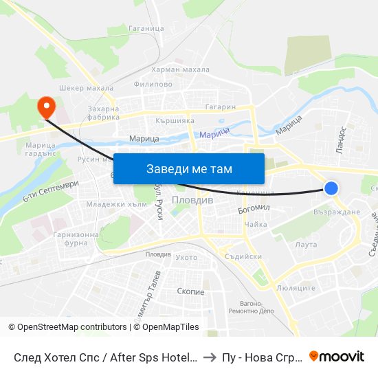 След Хотел Спс / After Sps Hotel (433) to Пу - Нова Сграда map