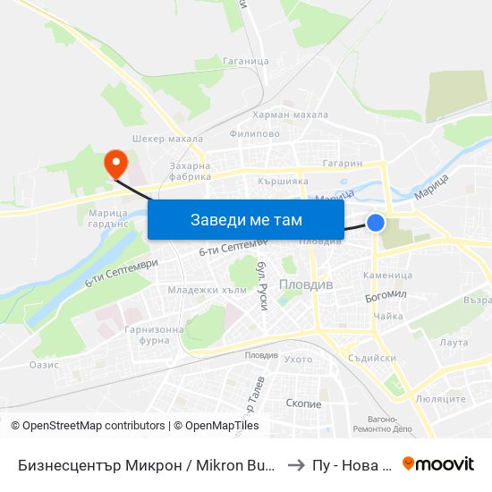 Бизнесцентър Микрон / Mikron Business Centre (353) to Пу - Нова Сграда map