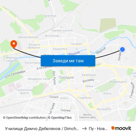 Училище Димчо Дебелянов / Dimcho Debelyanov School (163) to Пу - Нова Сграда map