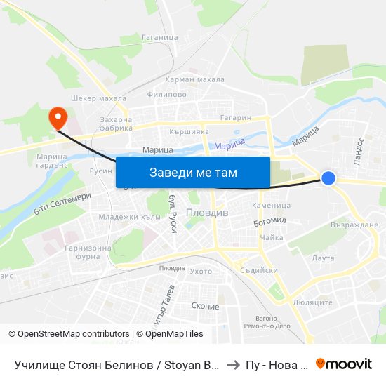Училище Стоян Белинов / Stoyan Belinov School (133) to Пу - Нова Сграда map
