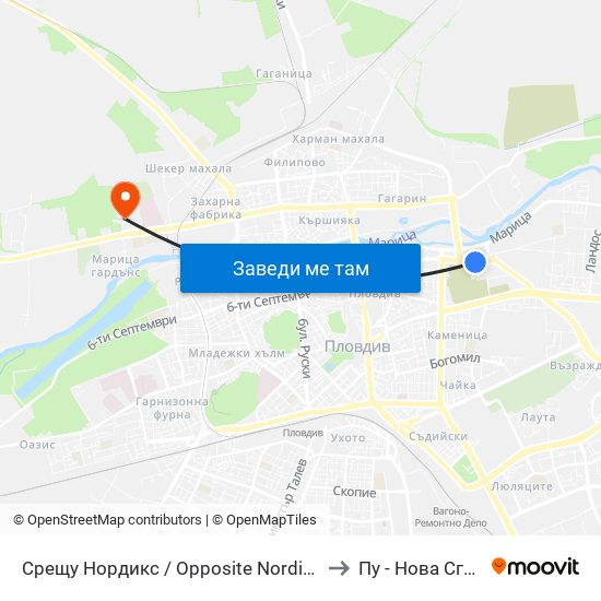 Срещу Нордикс / Opposite Nordiks (157) to Пу - Нова Сграда map