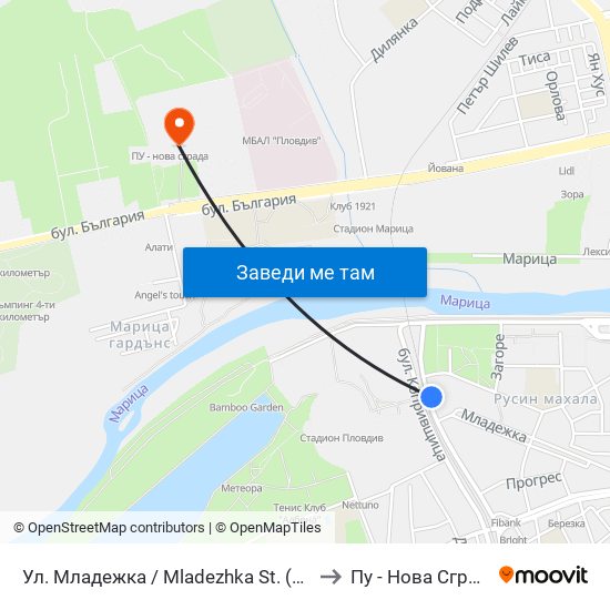 Ул. Младежка / Mladezhka St. (318) to Пу - Нова Сграда map