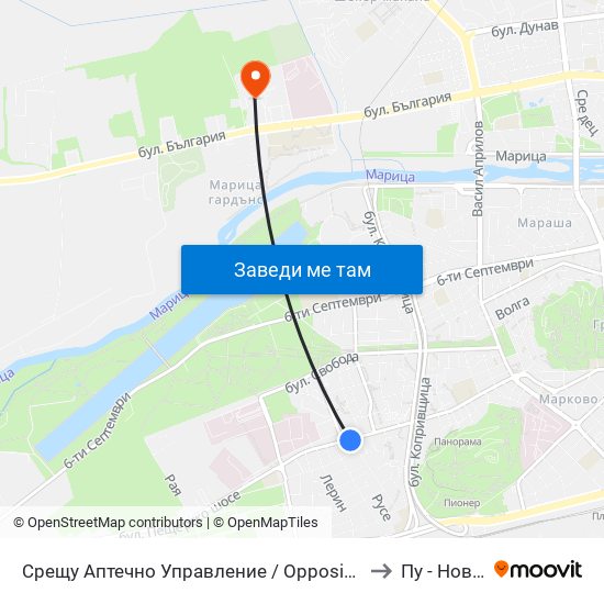 Срещу Аптечно Управление / Opposite Pharmacy Management (152) to Пу - Нова Сграда map