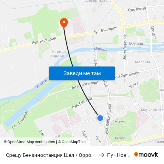 Срещу Бензиностанция Шел / Opposite Shell Gas Station (244) to Пу - Нова Сграда map