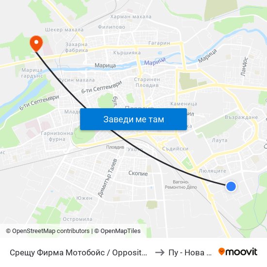Срещу Фирма Мотобойс / Opposite Motoboys (341) to Пу - Нова Сграда map