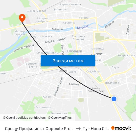 Срещу Профилинк / Opposite Profilink (419) to Пу - Нова Сграда map