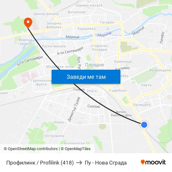 Профилинк / Profilink (418) to Пу - Нова Сграда map