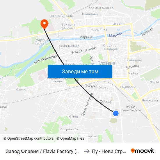 Завод Флавия / Flavia Factory (325) to Пу - Нова Сграда map