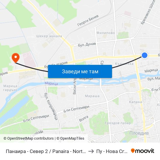Панаира - Север 2 / Panaira - North 2 (186) to Пу - Нова Сграда map